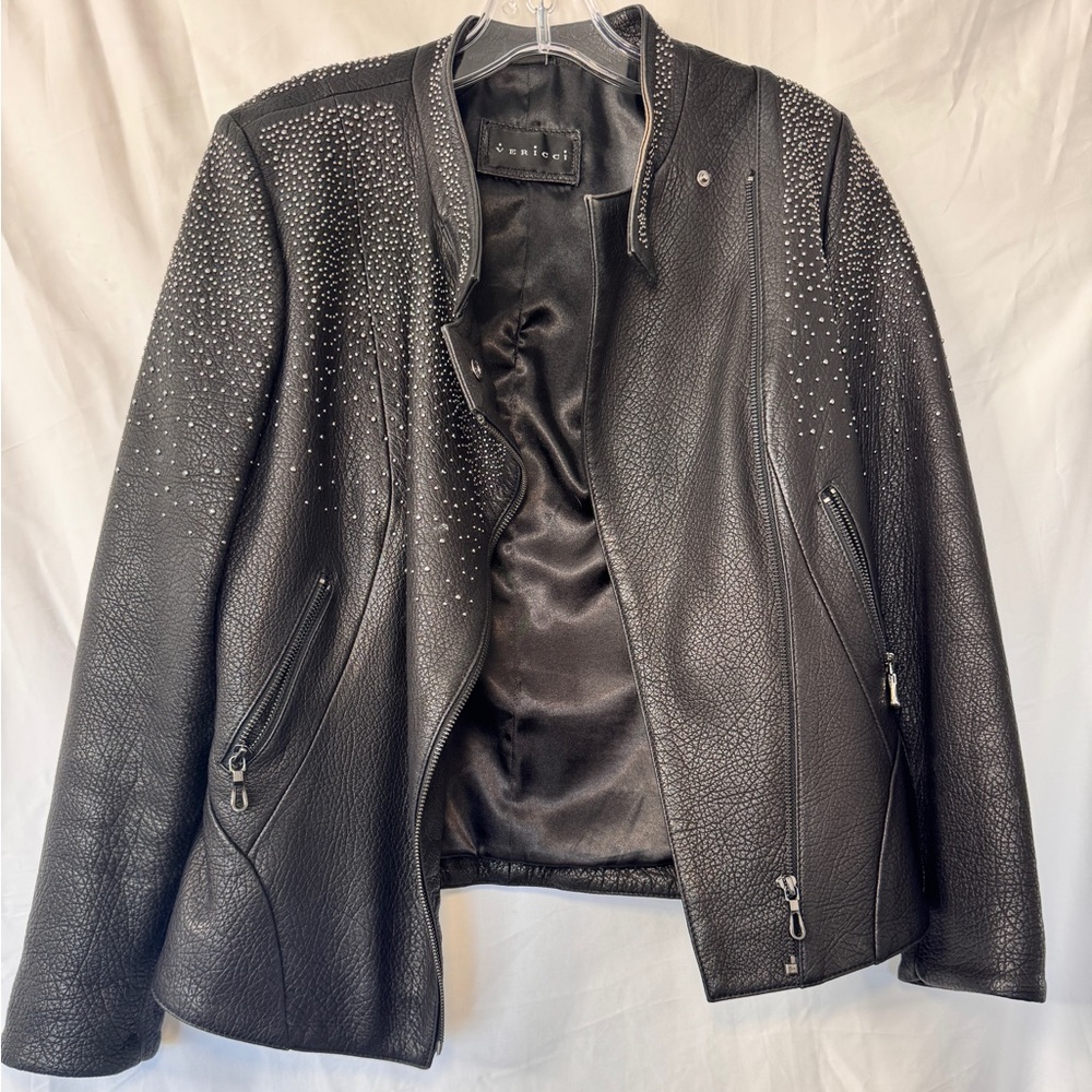 Vericci Black Studded Leather Jacket